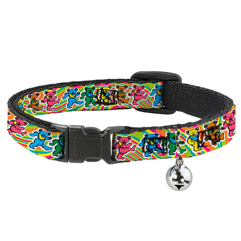 Grateful Dead - Breakaway Cat Collar with Bell - Grateful Dead Dancing Bears Swirl Multi Color - StealieShop