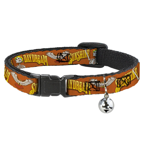 Grateful Dead - Breakaway Cat Collar with Bell - Grateful Dead SUNSHINE DAYDREAM Skeleton Orange - StealieShop
