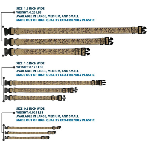 Grateful Dead - Plastic Clip Collar - Dancing Bears Tan/Black - StealieShop