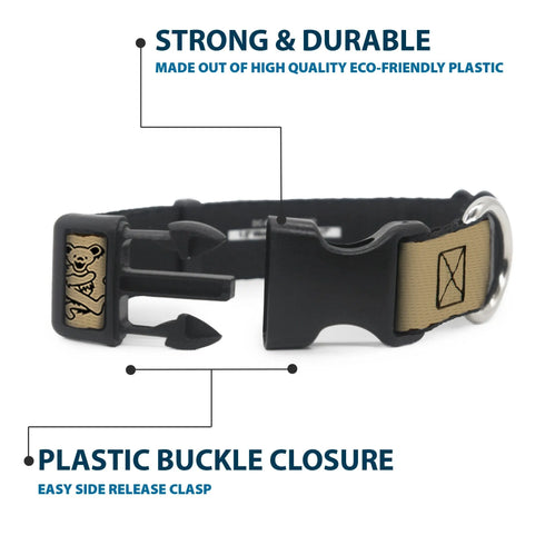 Grateful Dead - Plastic Clip Collar - Dancing Bears Tan/Black - StealieShop