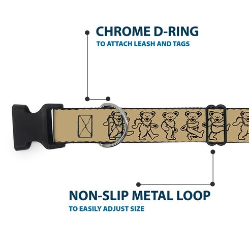 Grateful Dead - Plastic Clip Collar - Dancing Bears Tan/Black - StealieShop