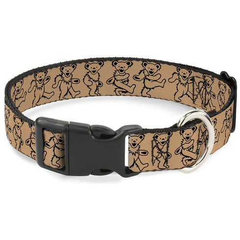 Grateful Dead - Plastic Clip Collar - Dancing Bears Tan/Black - StealieShop