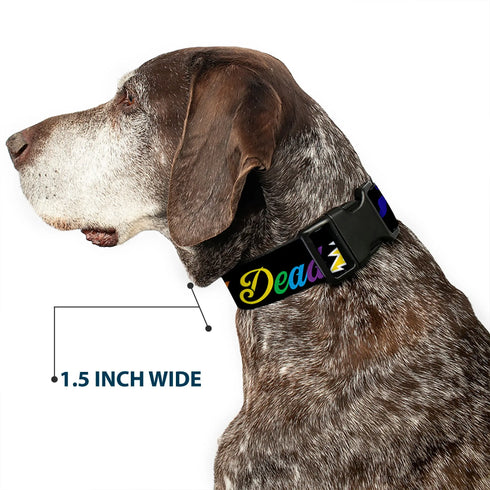 Grateful Dead - Plastic Clip Collar - Grateful Dead Script w/Bears & Skeletons Black/Multi Color - StealieShop