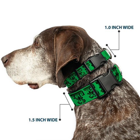 Grateful Dead - Plastic Clip Collar - Grateful Dead Text w/Skull & Roses Green - StealieShop