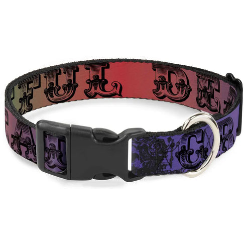 Grateful Dead - Plastic Clip Collar - Grateful Dead Text w/Skull & Roses Rainbow Fade - StealieShop