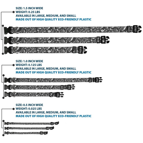 Grateful Dead - Plastic Clip Collar - Steal Your Face Stacked Gray - StealieShop
