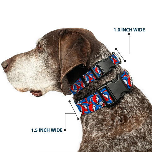 Grateful Dead - Plastic Clip Collar - Grateful Dead Steal Your Face Logo Stacked Red/White/Blue - StealieShop