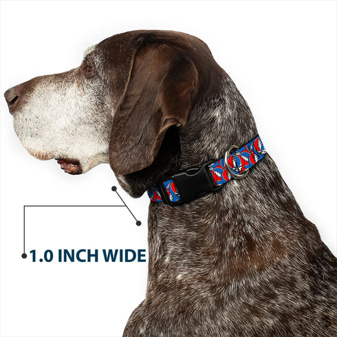 Grateful Dead - Plastic Clip Collar - Grateful Dead Steal Your Face Logo Stacked Red/White/Blue - StealieShop