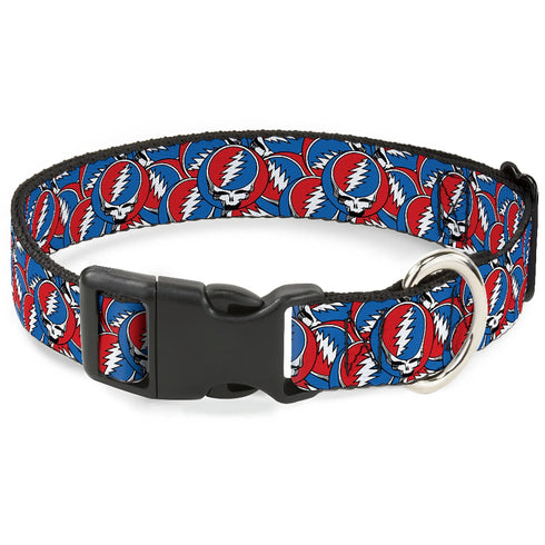 Grateful Dead - Plastic Clip Collar - Grateful Dead Steal Your Face Logo Stacked Red/White/Blue - StealieShop