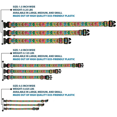 Grateful Dead - Plastic Clip Collar - Grateful Dead Dancing Bears Swirl Multi Color - StealieShop