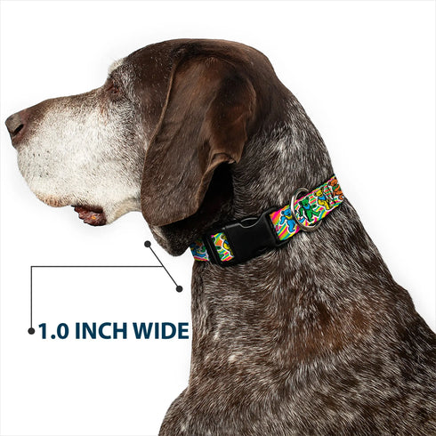 Grateful Dead - Plastic Clip Collar - Grateful Dead Dancing Bears Swirl Multi Color - StealieShop
