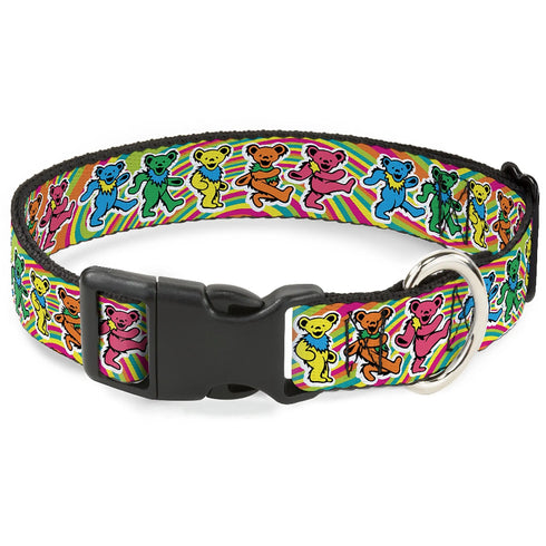 Grateful Dead - Plastic Clip Collar - Grateful Dead Dancing Bears Swirl Multi Color - StealieShop