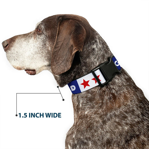 Grateful Dead - Plastic Clip Collar - GOOD OL' GRATEFUL DEAD Text and Stars Blue/White/Red - StealieShop