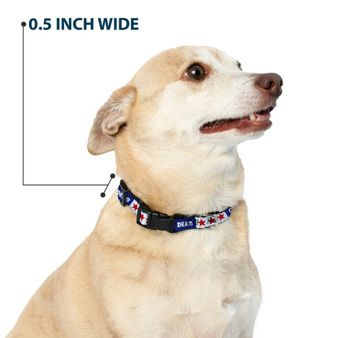 Grateful Dead - Plastic Clip Collar - GOOD OL' GRATEFUL DEAD Text and Stars Blue/White/Red - StealieShop