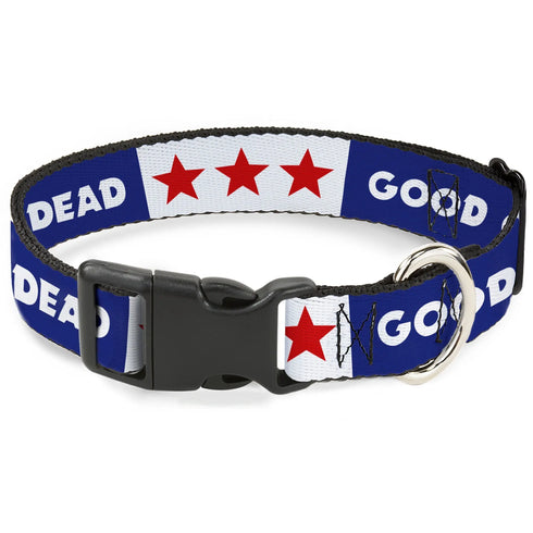 Grateful Dead - Plastic Clip Collar - GOOD OL' GRATEFUL DEAD Text and Stars Blue/White/Red - StealieShop