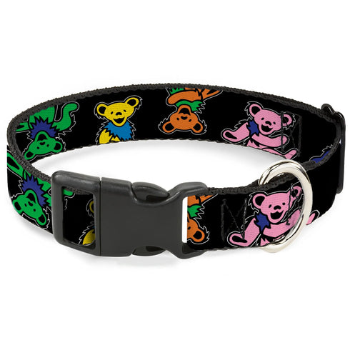 Grateful Dead - Plastic Clip Collar - Grateful Dead Dancing Bears Close-Up Black/Multi Color - StealieShop