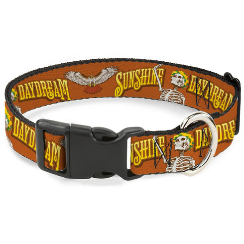 Grateful Dead - Plastic Clip Collar - Grateful Dead SUNSHINE DAYDREAM Skeleton Orange - StealieShop