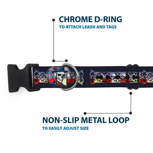 Grateful Dead - Plastic Clip Collar - Grateful Dead Dave's Picks Skeleton Americana Bonus Art - StealieShop