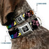 Grateful Dead - Dancing Bear Black/Silver Seatbelt Buckle Collar - Grateful Dead Script w/Bears & Skeletons Black/Multi Color - StealieShop