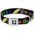 Grateful Dead - Dancing Bear Black/Silver Seatbelt Buckle Collar - Grateful Dead Script w/Bears & Skeletons Black/Multi Color - StealieShop