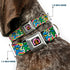 Grateful Dead - GRATEFUL DEAD Dancing Bear Icon Full Color Black/Orange Seatbelt Buckle Collar - Grateful Dead Dancing Bears Swirl Multi Color - StealieShop