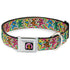 Grateful Dead - GRATEFUL DEAD Dancing Bear Icon Full Color Black/Orange Seatbelt Buckle Collar - Grateful Dead Dancing Bears Swirl Multi Color - StealieShop