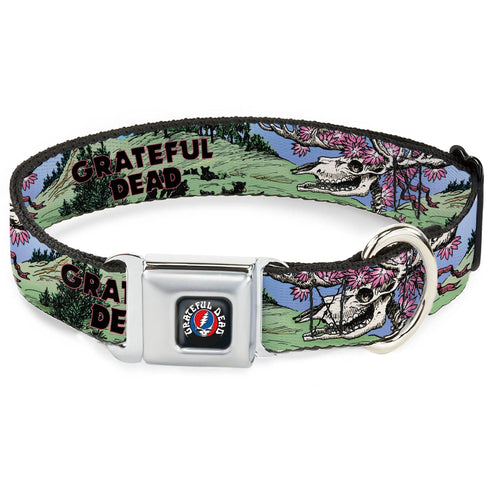 Grateful Dead - GRATEFUL DEAD Text with Steal Your Face Logo Full Color Black Seatbelt Buckle Collar - Grateful Dead Dave's Picks Volume Nine Montana Cover Art - StealieShop