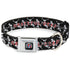 Grateful Dead - GRATEFUL DEAD Text with Steal Your Face Logo Full Color Black Seatbelt Buckle Collar - GRATEFUL DEAD Dancing Skeletons and Text Black/White/Red - StealieShop