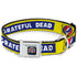 Grateful Dead - GRATEFUL DEAD Text with Steal Your Face Logo Full Color Black Seatbelt Buckle Collar - GRATEFUL DEAD Text Box and Steal Your Face Logo Yellow/Blue/White - StealieShop