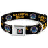 Grateful Dead - GRATEFUL DEAD Text with Steal Your Face Logo Full Color Black Seatbelt Buckle Collar - GRATEFUL DEAD Text and Skull and Roses Round Logo Black/Yellow - StealieShop