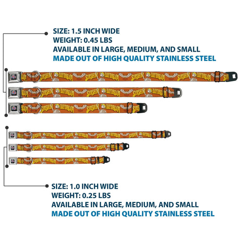 Grateful Dead - GRATEFUL DEAD Text with Steal Your Face Logo Full Color Black Seatbelt Buckle Collar - Grateful Dead SUNSHINE DAYDREAM Skeleton Orange - StealieShop