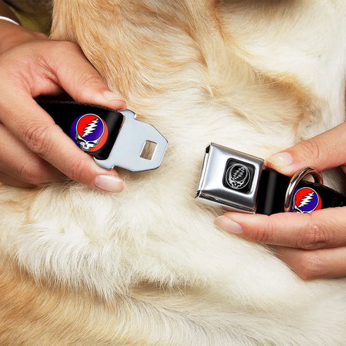 Grateful Dead - Steal Your Face Seatbelt Buckle Collar - Steal Your Face Repeat Black/Color - StealieShop