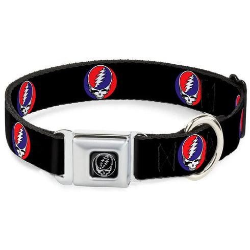 Grateful Dead - Steal Your Face Seatbelt Buckle Collar - Steal Your Face Repeat Black/Color - StealieShop