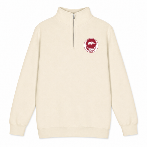 University of Arkansas - Premium Grateful Dead Quarter-Zip Pullover - Sand - 1