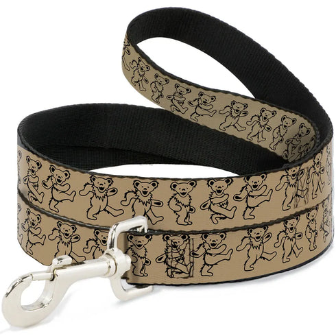 Grateful Dead - Dog Leash - Dancing Bears Tan/Black - StealieShop