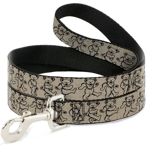 Grateful Dead - Dog Leash - Dancing Bears Hemp/Black - StealieShop