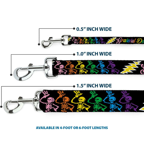 Grateful Dead - Dog Leash - Grateful Dead Script w/Bears & Skeletons Black/Multi Color - StealieShop