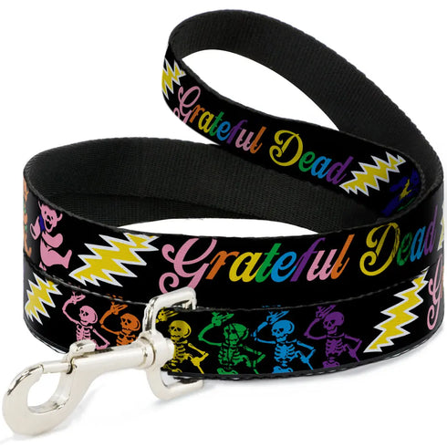 Grateful Dead - Dog Leash - Grateful Dead Script w/Bears & Skeletons Black/Multi Color - StealieShop