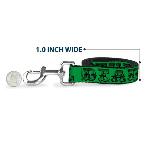 Grateful Dead - Dog Leash - Grateful Dead Text w/Skull & Roses Green - StealieShop