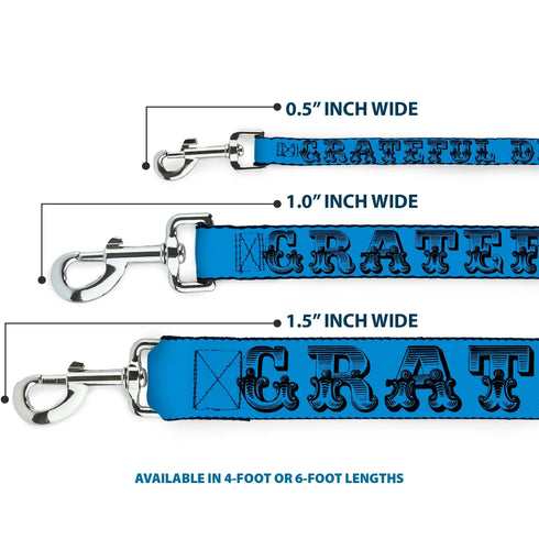 Grateful Dead - Dog Leash - Grateful Dead Text w/Skull & Roses Turquoise - StealieShop