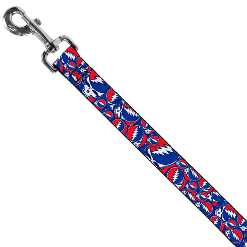 Grateful Dead - Dog Leash - Steal Your Face Stacked Red/White/Blue - StealieShop