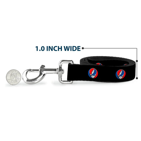 Grateful Dead - Dog Leash - Steal Your Face Repeat Black/Color - StealieShop