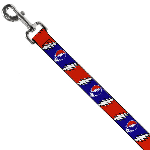 Grateful Dead - Dog Leash - Steal Your Face w/Lightning Bolt Repeat Red/White/Blue - StealieShop