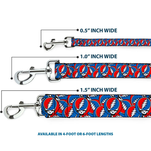 Grateful Dead - Dog Leash - Grateful Dead Steal Your Face Logo Stacked Red/White/Blue - StealieShop