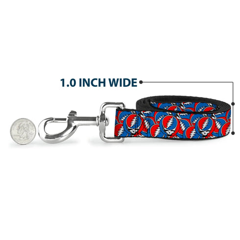 Grateful Dead - Dog Leash - Grateful Dead Steal Your Face Logo Stacked Red/White/Blue - StealieShop