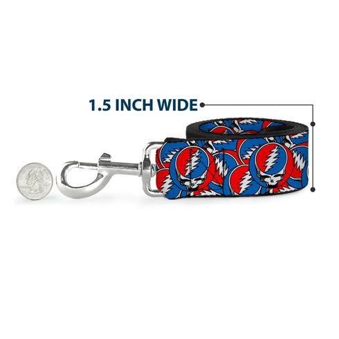 Grateful Dead - Dog Leash - Grateful Dead Steal Your Face Logo Stacked Red/White/Blue - StealieShop