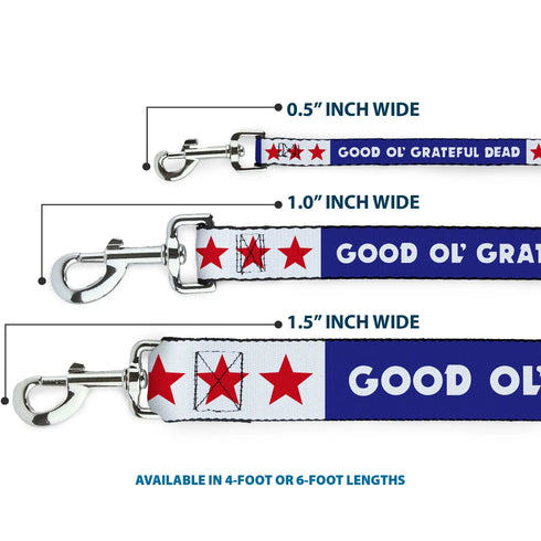 Grateful Dead - Dog Leash - GOOD OL' GRATEFUL DEAD Text and Stars Blue/White/Red - StealieShop