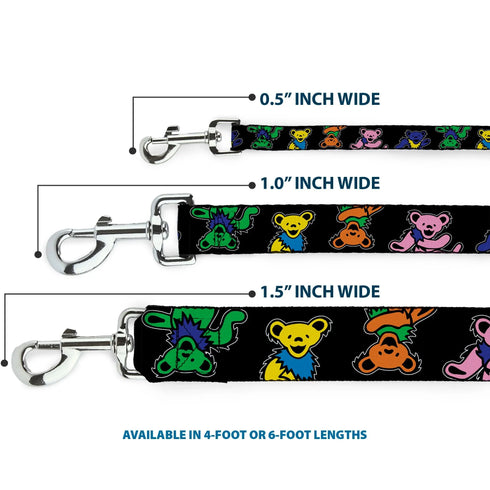 Grateful Dead - Dog Leash - Grateful Dead Dancing Bears Close-Up Black/Multi Color - StealieShop
