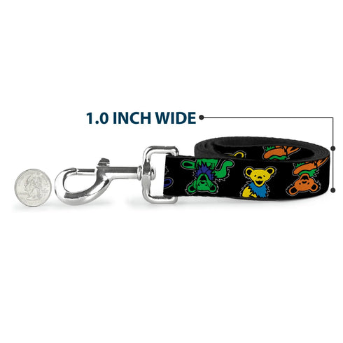 Grateful Dead - Dog Leash - Grateful Dead Dancing Bears Close-Up Black/Multi Color - StealieShop
