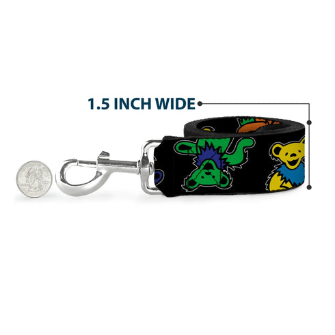 Grateful Dead - Dog Leash - Grateful Dead Dancing Bears Close-Up Black/Multi Color - StealieShop